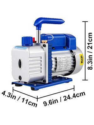 VEVOR 3CFM 84 L/M 1-Stage Refrigerant Vacuum Pump Refrigeration Gauges A/C Air Conditioning 1440 RPM 1/4 HP 3 pcs hoses 800 PSI