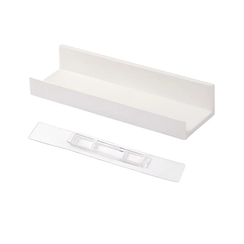 White No Drill Bathroom Shelf Corner Shower Caddy ABS Wall Mounted Shampoo Holder Storage Rack for Bathroom Kitchen Organizer