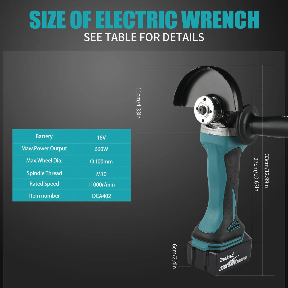 Makita 18V DCA402 Brushless Electric Angle Grinder Rechargeable Cutting Machine High Power Polishing Machine For Makita Battery