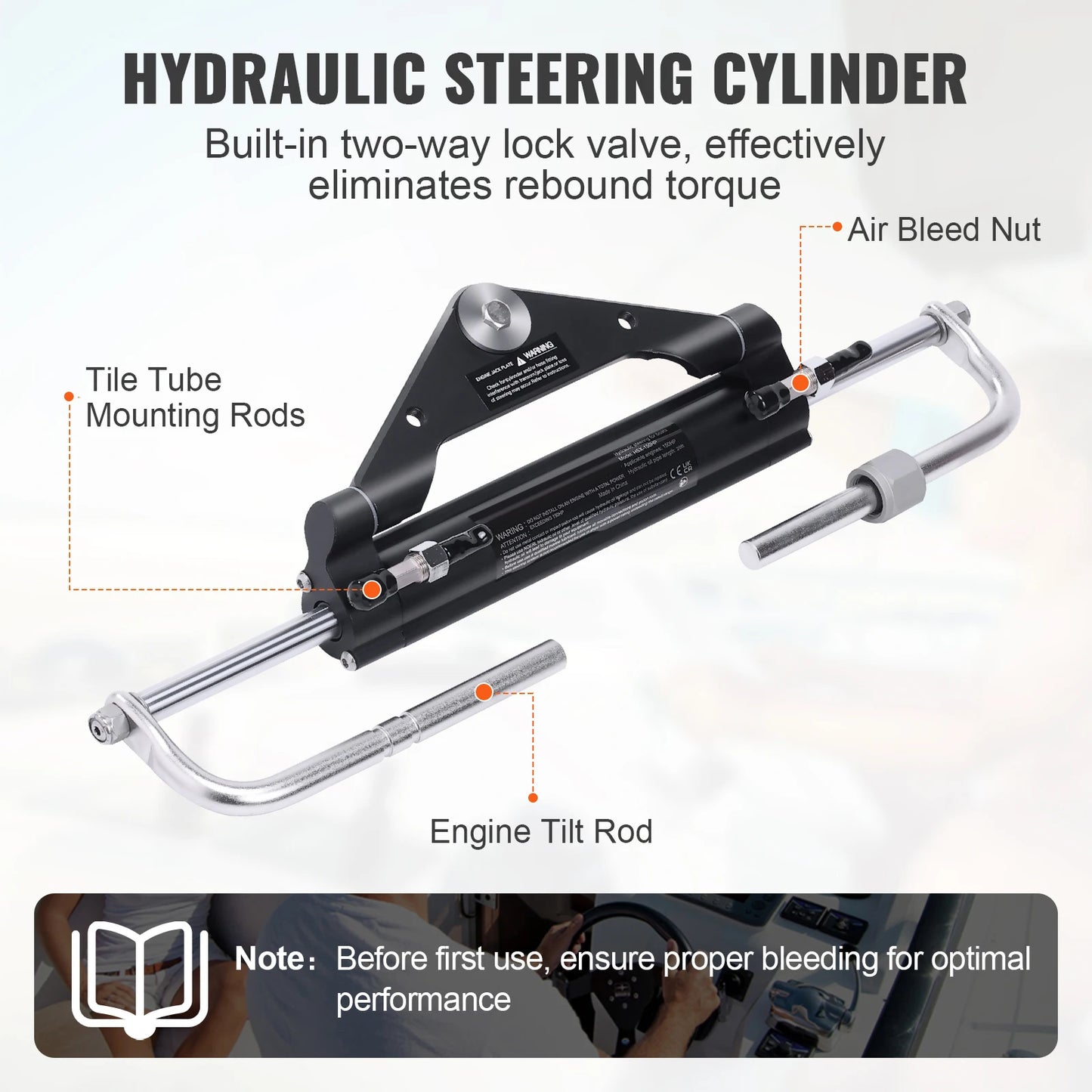 SucceBuy Outboard Hydraulic Steering System for Engine Till 150HP 20Ft Hose HK4200A3 HT4420H Marine Helm Cylinder Accessories