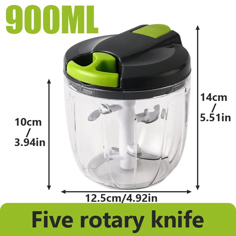 520ML/900ML Manual Food Processor Vegetable Chopper Portable Hand Pull String Garlic Mincer Onion Cutter for Veggies Fruits