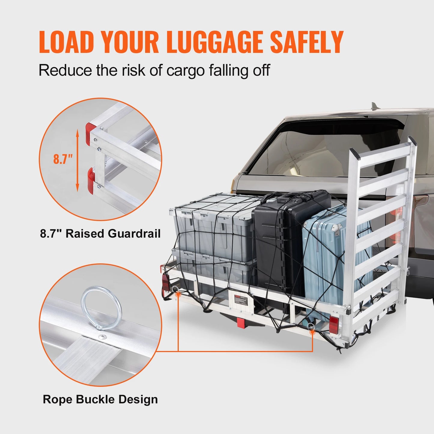 SucceBuy 47/53/60 in Hitch Cargo Carrier 400/500lbs Capacity Trailer Hitch Mount Aluminum Cargo Basket for Truck Pickup Camping