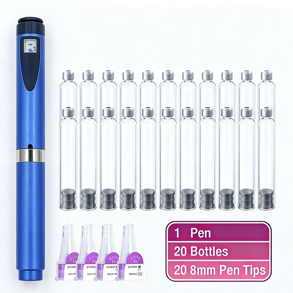 Multi-use Precise Dosing Reusable Injection Pen Set 3ml Empty Cassette Bottle Cartridges 4/6/8mm Disposable Pen Tip for Insulin