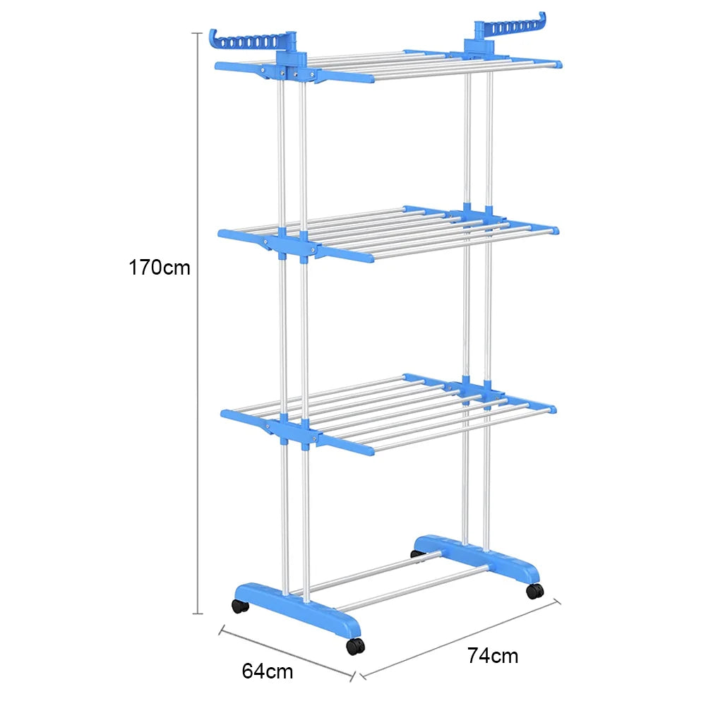 Foldable 3 Tier Clothes Airer Folding Hanger Drying Rack Multi-Functional Stand
