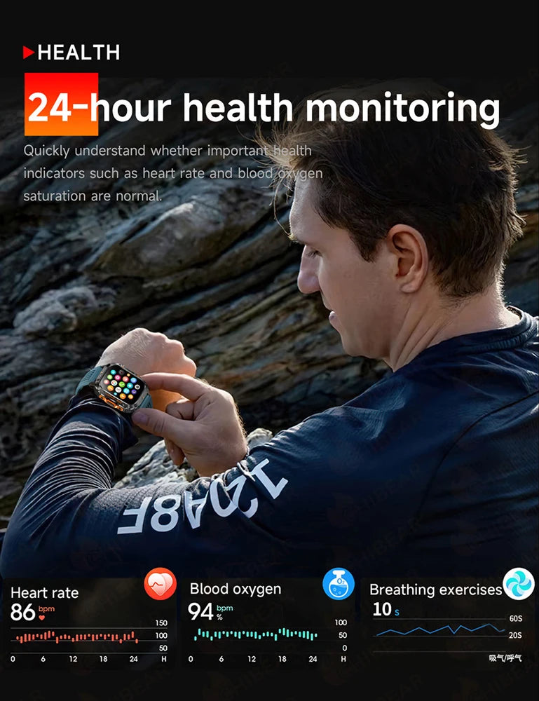 2025 New Military GPS Sports Smart Watch Men 3ATM Waterproof Compass 540mAh Bluetooth Call Heart Rate Smartwatches Android IOS