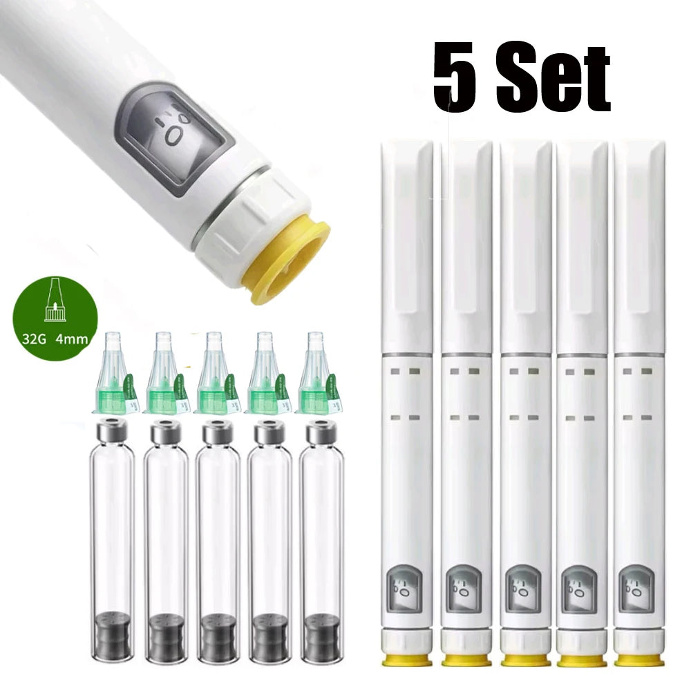 Disposable Sterile Injection Pen Insulin Injection Pen Adjustable Growth Hormone Dose 60U with 3ml Cartridges & 32G 4mm Pen Tip