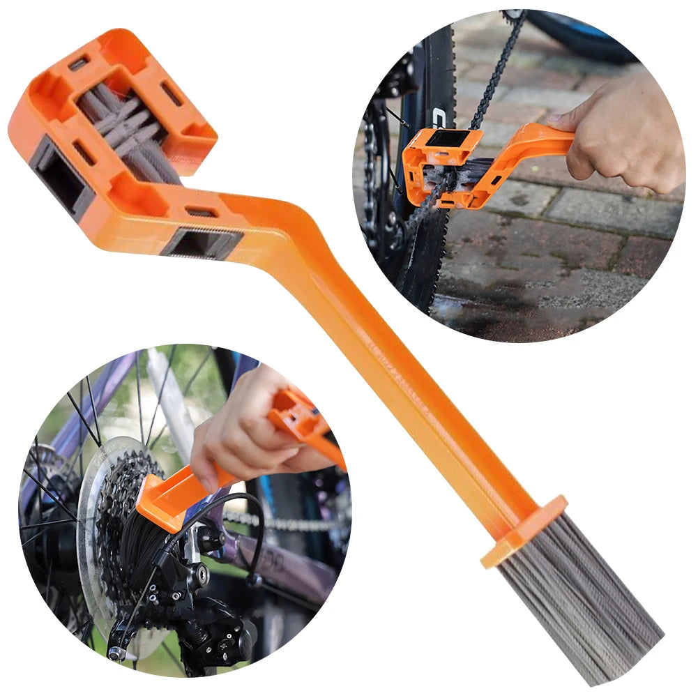 Bicycle Chain Clean Brush Double Head Motorcycle Chain Cleaning Brush Multifunction Portable Chain Gear Cleaning Tool