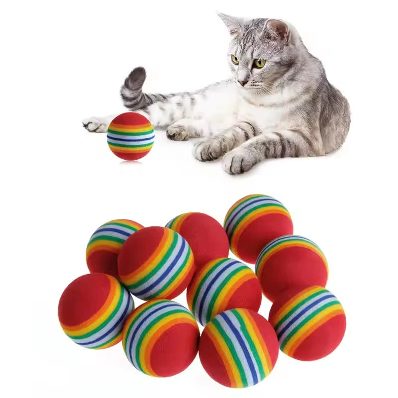 10-30Pc Colorful Cat Toy Ball EVA Bite-Resistant Elastic Rainbow Ball Kitten Puppy Chewing Training Interactive Toy Pet Supplies