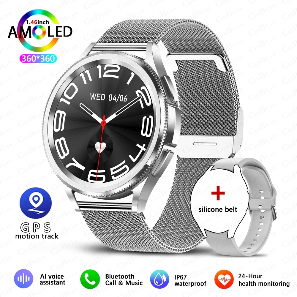 2025 New Smart Watch 6 Men's Outdoor Sports 100+ Sport Modes IP68 Waterproof Watch AMOELD HD Screen Smartwatch Android IOS