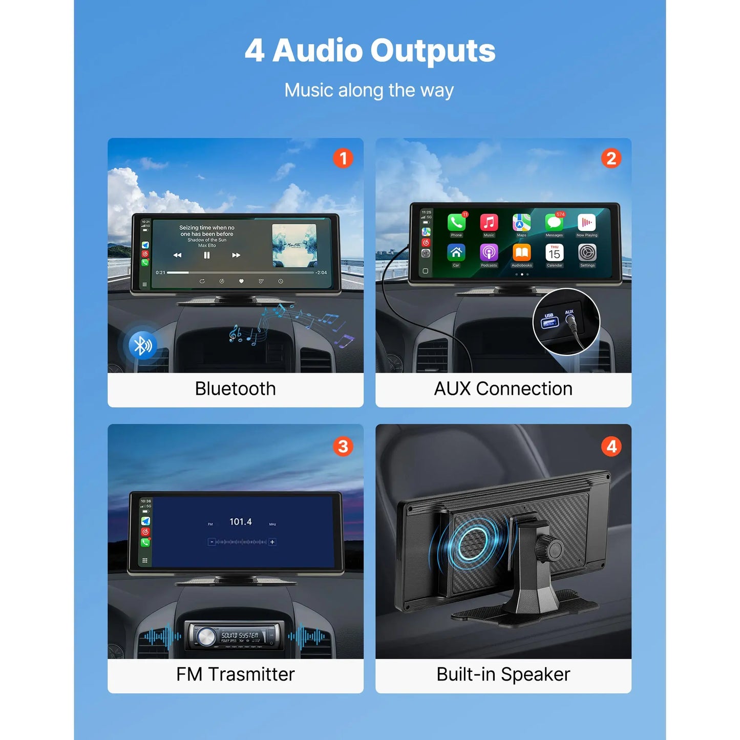 SucceBuy Wireless Car Stereo 7/9/10-Inch HD Portable Radio Touch Screen CarPlay Screen for Car with Voice Control GPS Navigation