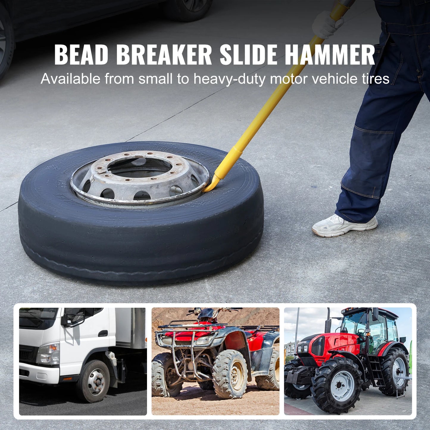 SucceBuy Tire Bead Breaker Slide Hammer Tire Slide Hammer Heavy Duty Steel Tire Changing Tool for Truck Car Trailer Tire Removal