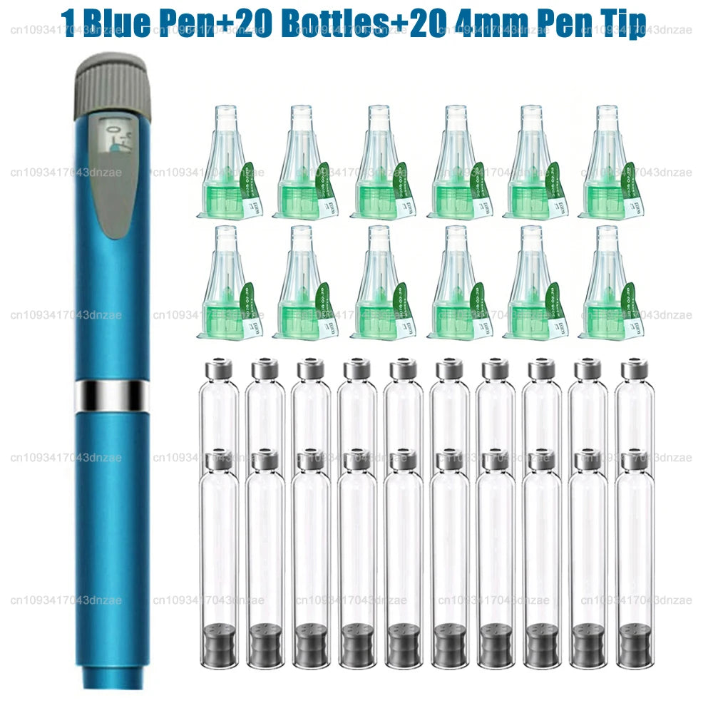 Reusable Injection Pen Magic Pen Kit+3ml Sterile Cassette Bottle Cartridges+32/31G 4/6/8mm Disposable Pen Tip for Lilly Insulin