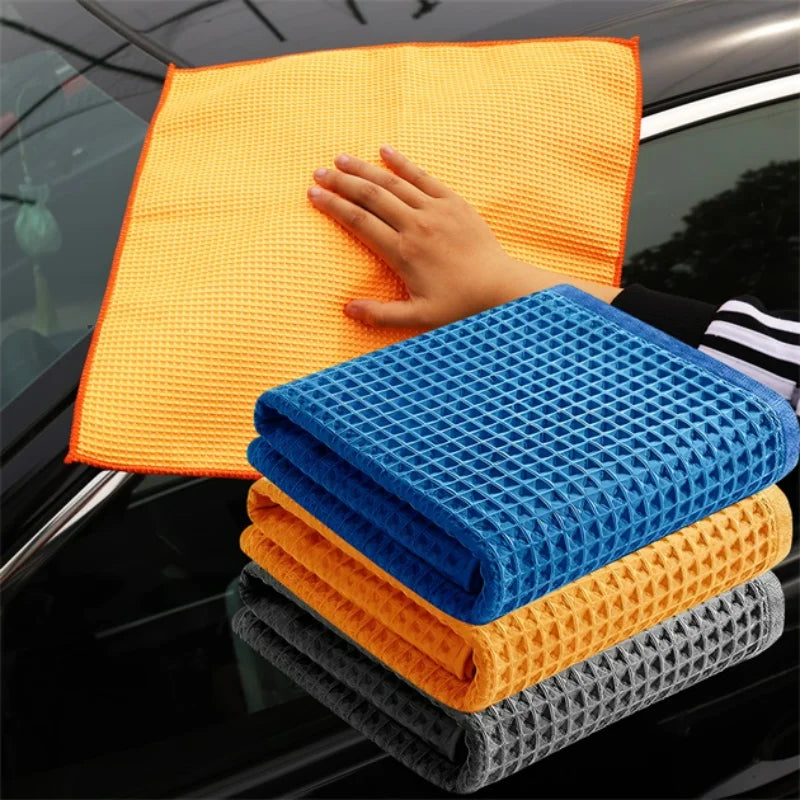 Microfiber Car Wash Towel Cleaning Cloth Honeycomb Pineapple Grid Towels Waffle Absorbent Rag Car Detailing Cleaning Tools
