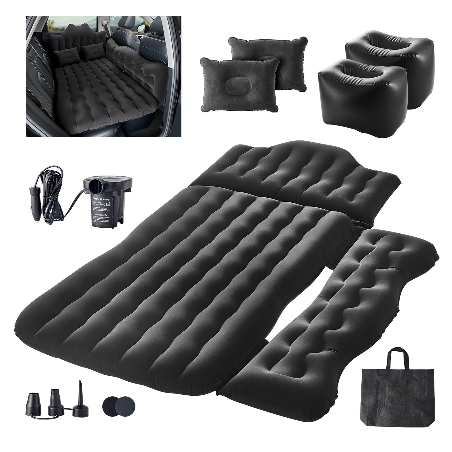 SucceBuy Car Air Mattress Inflatable Back Seat Car Camping Mattress Portable Sleeping Pad with Air Pump Fits Most SUV MPV Sedan