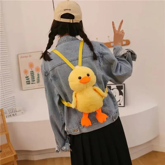 33cm Small Yellow Duck Plush Backpack Kawaii Stuffed Animal Duck Bag Cartoon Cute Soft Schoolbag Girls Boys Girls Gifts