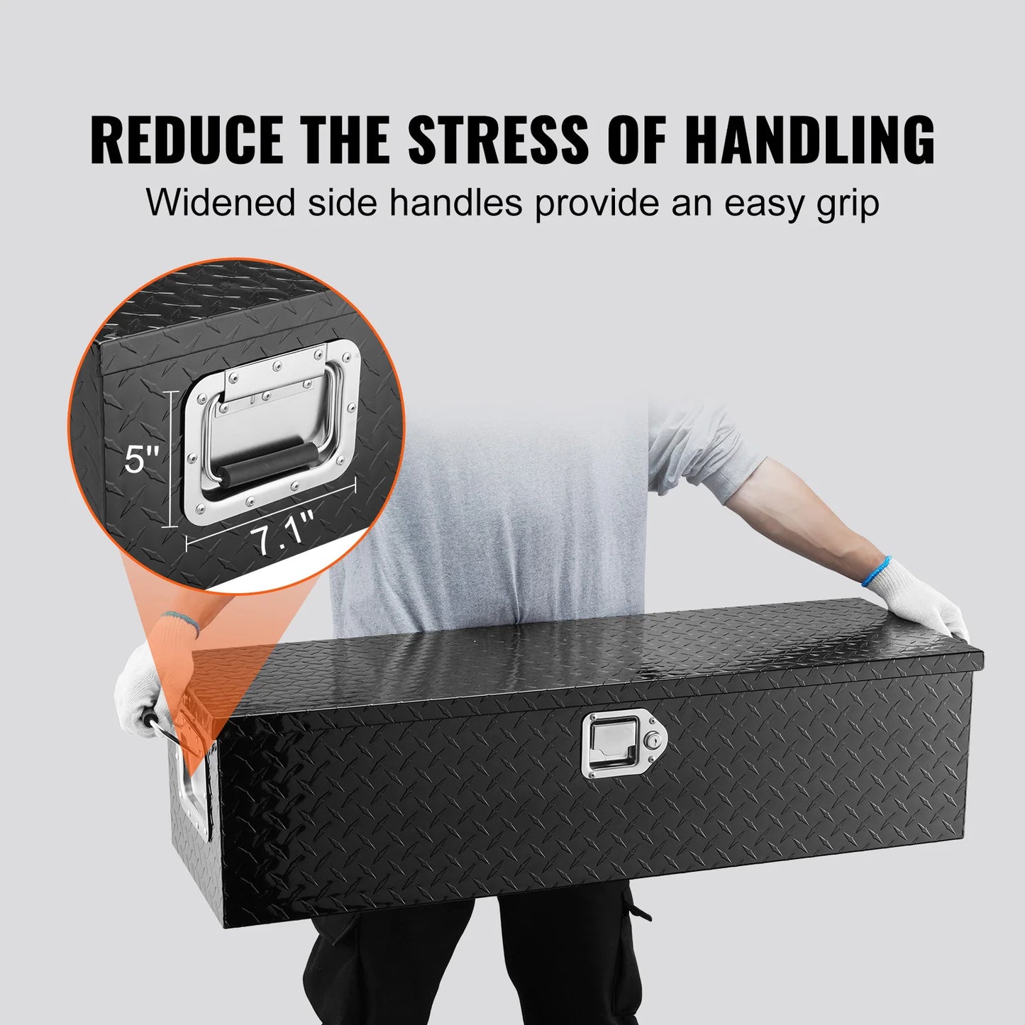 SucceBuy Heavy Duty Aluminum Truck Bed Tool Box Plate Tool Box w/ Side Handle Lock Keys Storage Tool Box for Pickup Truck Bed