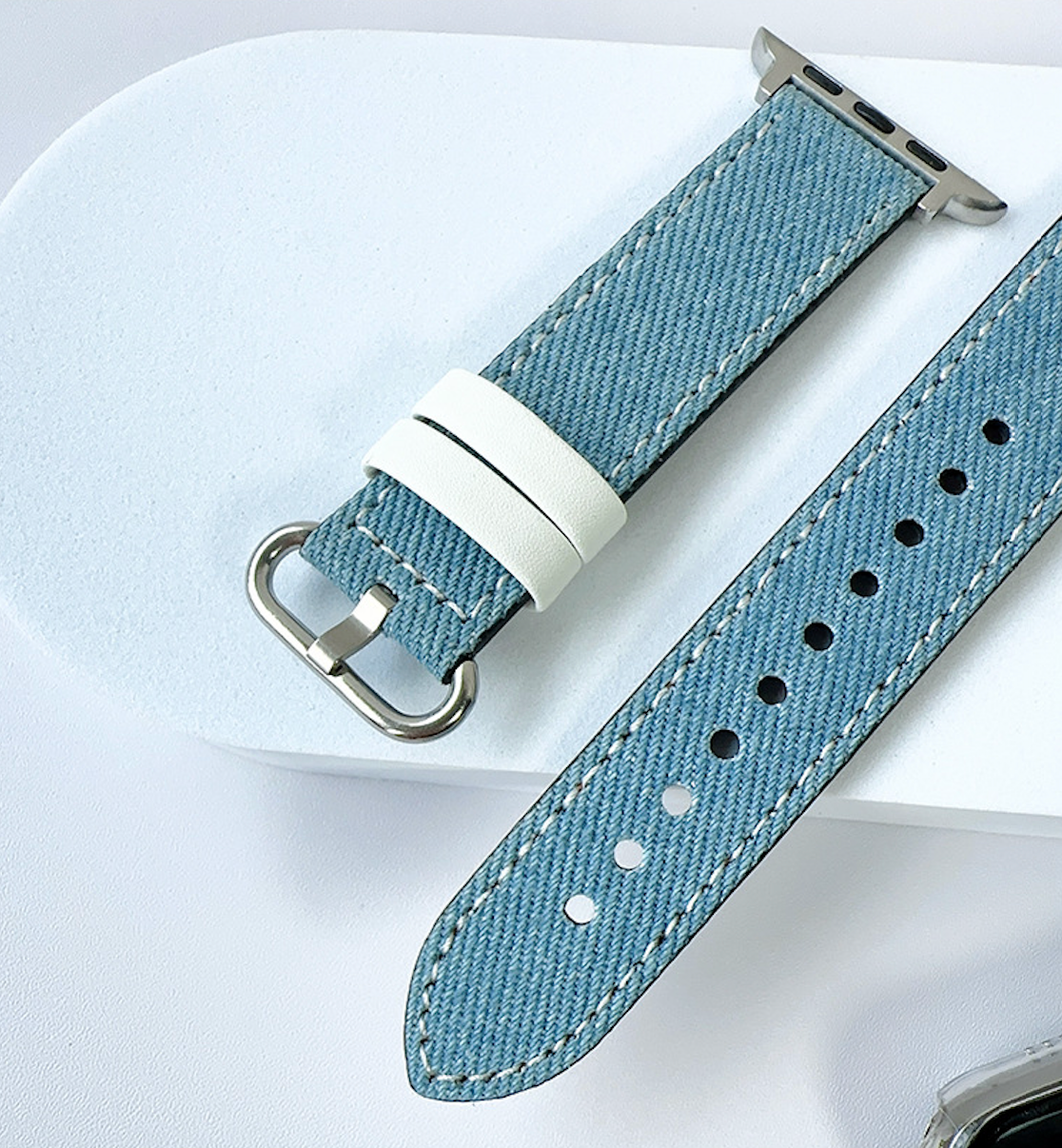 For Apple Watch Canvas Contrast Denim Band Strap Series 8-2 38/40/41/42/44/45/49mm