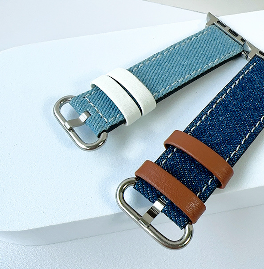 For Apple Watch Canvas Contrast Denim Band Strap Series 8-2 38/40/41/42/44/45/49mm
