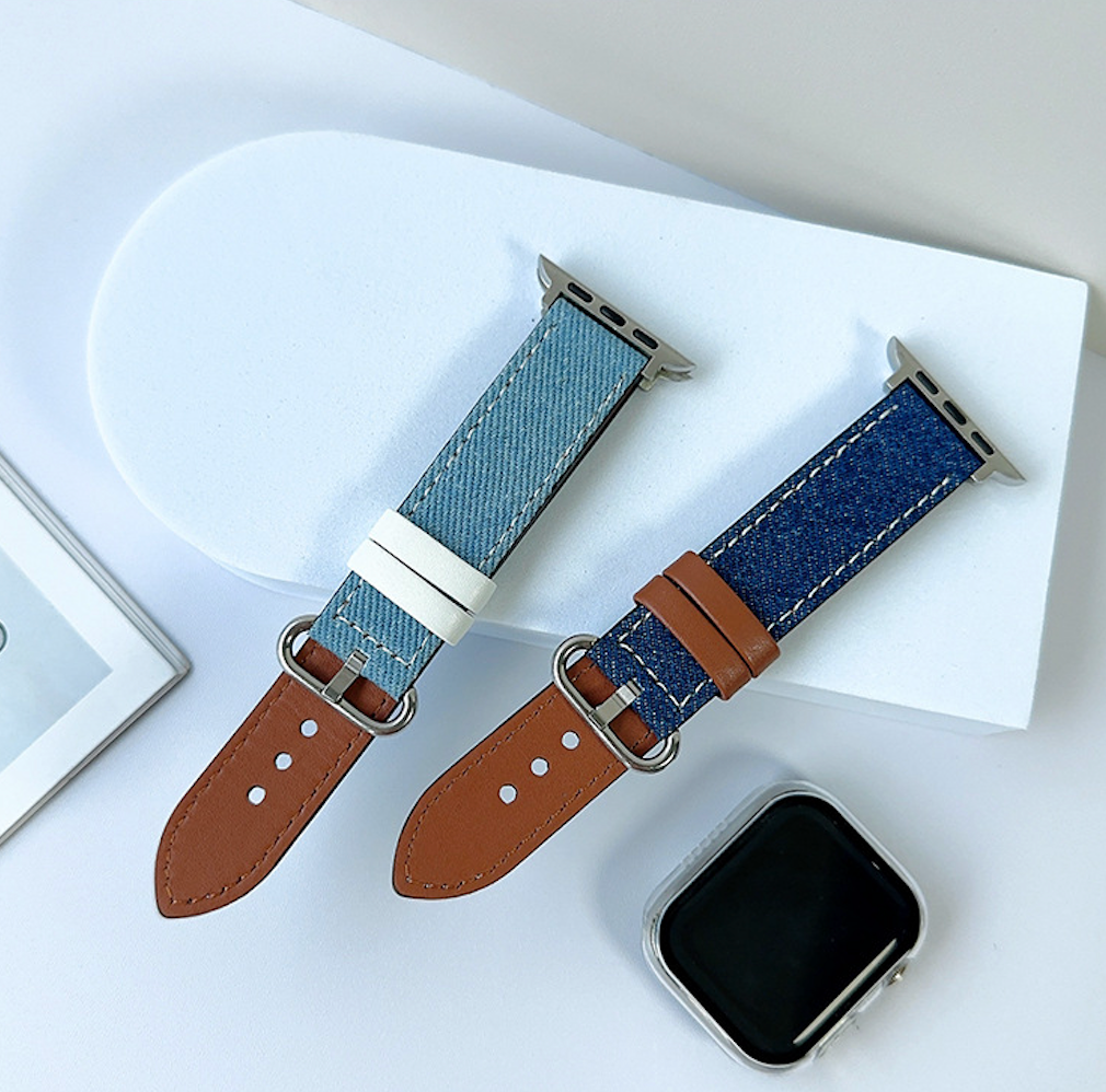 For Apple Watch Canvas Contrast Denim Band Strap Series 8-2 38/40/41/42/44/45/49mm