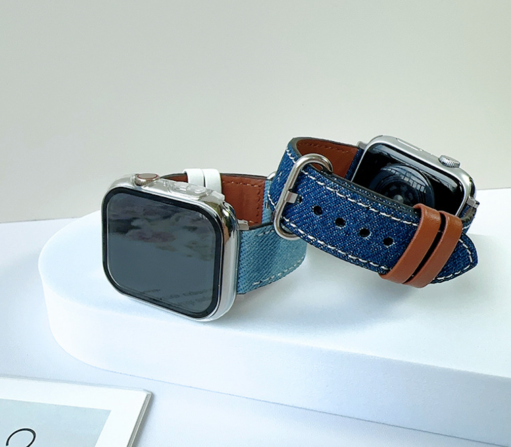 For Apple Watch Canvas Contrast Denim Band Strap Series 8-2 38/40/41/42/44/45/49mm