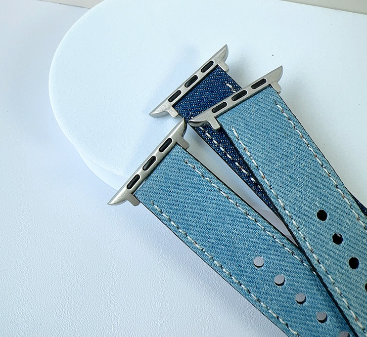 For Apple Watch Canvas Contrast Denim Band Strap Series 8-2 38/40/41/42/44/45/49mm