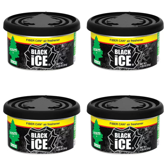4 x Little Trees Black Ice Fibre Can Air Freshener – Car Home Office