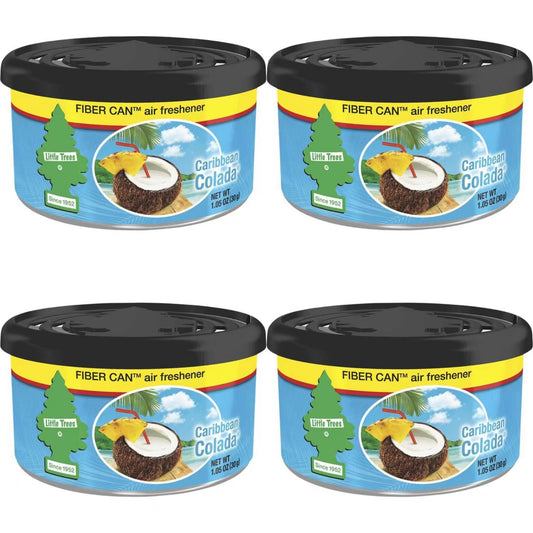 4 x Little Trees Caribbean Colada Fibre Can Air Freshener – Car Home Office
