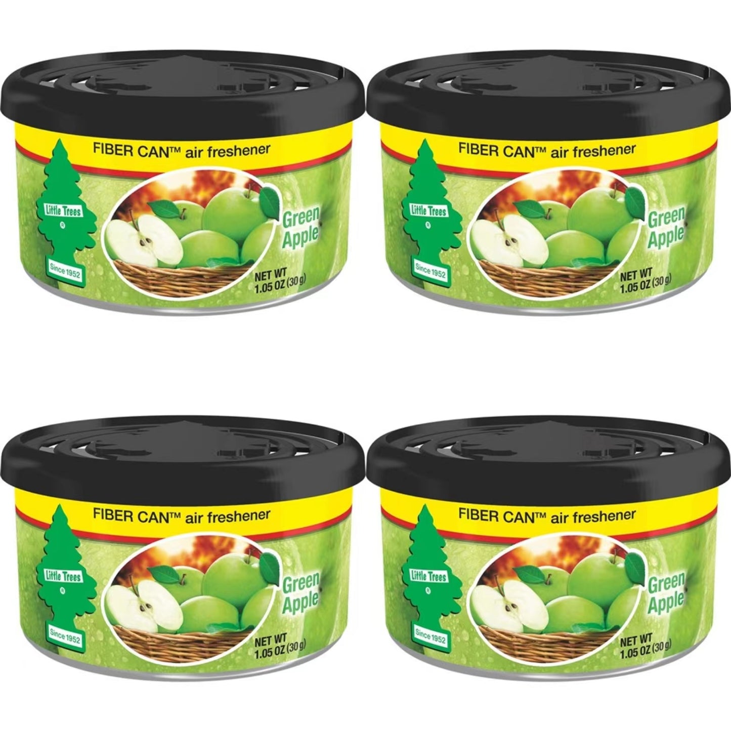 4 x Little Trees Green Apple Fibre Can Air Freshener – Car Home Office