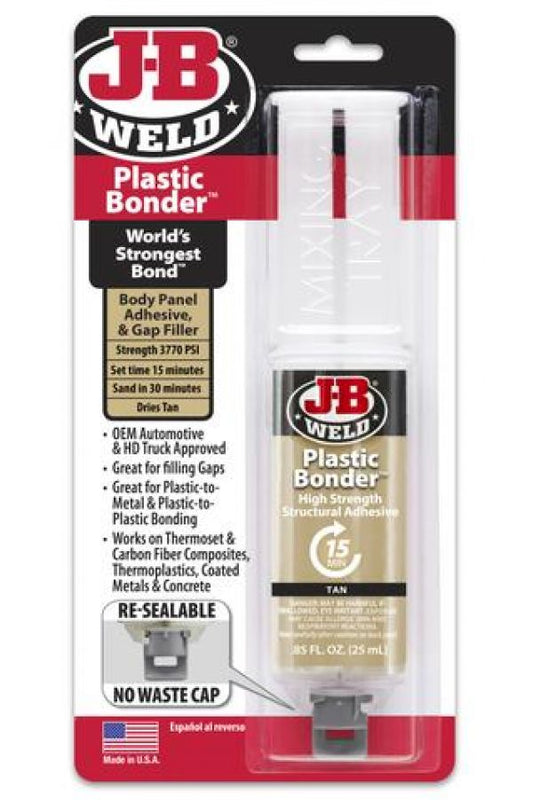JB Weld Plastic Bonder High-Strength Repair Syringe Tan 25ml JB50133
