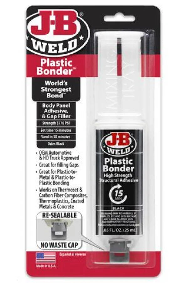 JB Weld Plastic Bonder Black Gap Filler Syringe 25ml JB50139