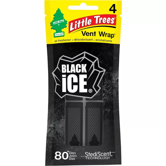 Little Trees Vent Wrap Air Freshener – Black Ice Scent (4 Pack) | Car Home Office